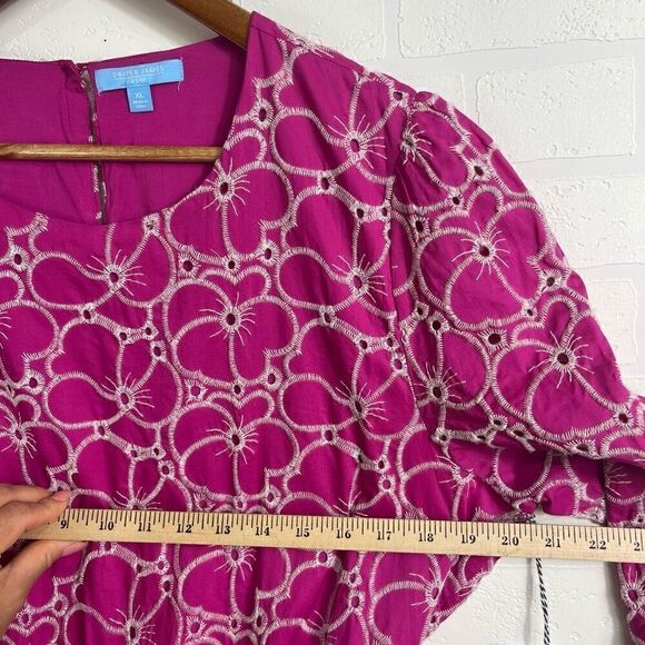 Draper James Womens Embroidered Dress size XL Hot Pink Floral Cotton NWT - Picture 5 of 12